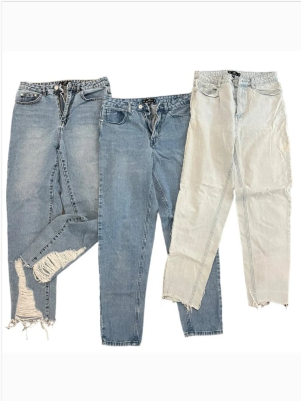 Missguided Riot High Rise Mom Jeans Size 4S Bundle of 3 Light Blue Washes